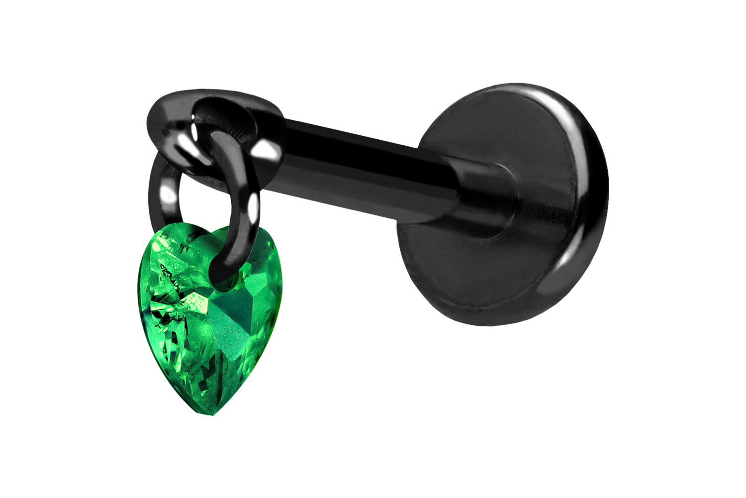 Titan Labret Piercing mit Push Fit KRISTALLHERZ